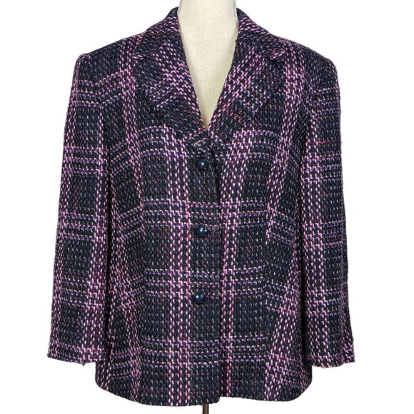 Gerry Weber Tweed Blazer Black and Pink Size 14 - Picture 15 of 15